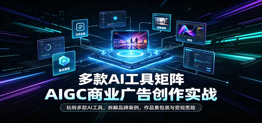 AIGC商业广告创作实战：玩转多款AI工具，拆解品牌案例，作品集包装与变现思路-智云网