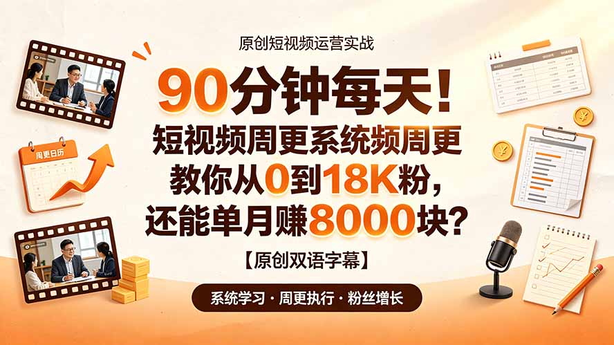 90 分钟每天！短视频周更系统教你从 0 到 18K 粉，还能单月赚 8000 块？【原创双语字幕】-智云网