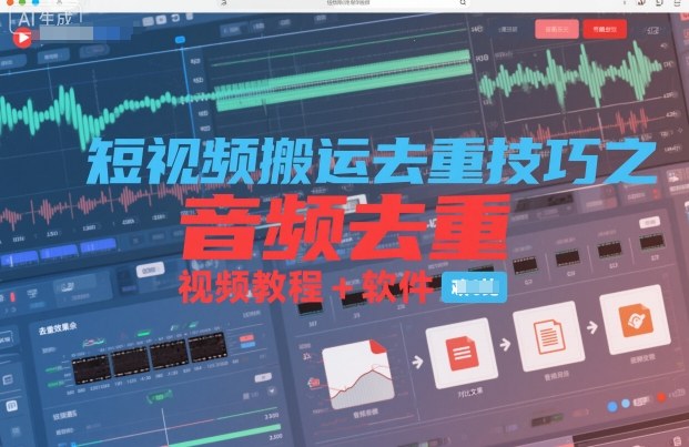短视频搬运去重技巧之音频去重，视频教程+软件