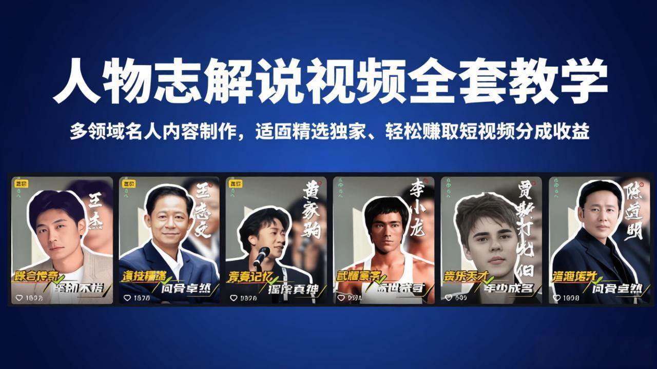 （18205期）人物志解说视频全套教学，多领域名人内容制作，适配精选独家，轻松赚取短视频分成收益-智云网