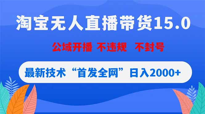淘宝无人直播带货15.0，不封号，不违规，公域玩法，首发全网日入2000+-智云网