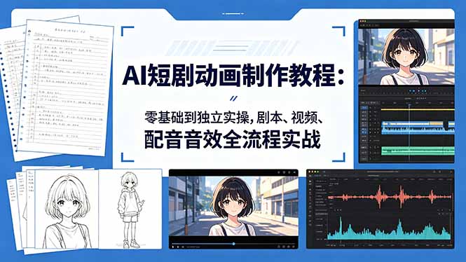 AI短剧动画制作教程：零基础到独立实操，剧本、视频、配音音效全流程实战-智云网