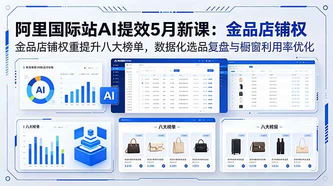 （18556期）阿里国际站AI提效5月新课：金品店铺权重提升八大榜单，数据化选品复盘与橱窗利用率优化-智云网