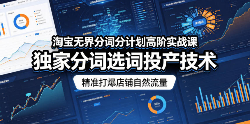 淘宝无界分词分计划高阶实战课，独家分词选词投产技术，精准打爆店铺自然流量-智云网