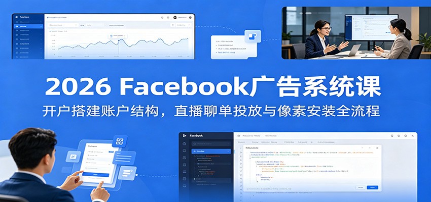 2026 Facebook广告系统课：开户搭建账户结构，直播聊单投放与像素安装全流程-智云网