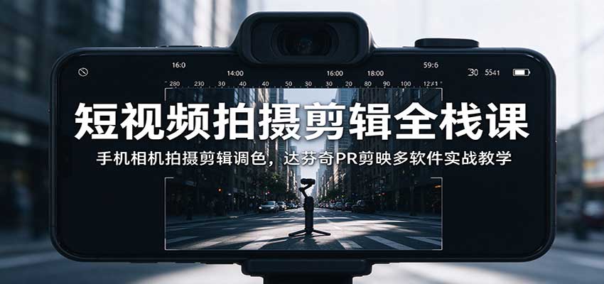 短视频拍摄剪辑全栈课：手机相机拍摄剪辑调色，达芬奇PR剪映多软件实战教学-智云网