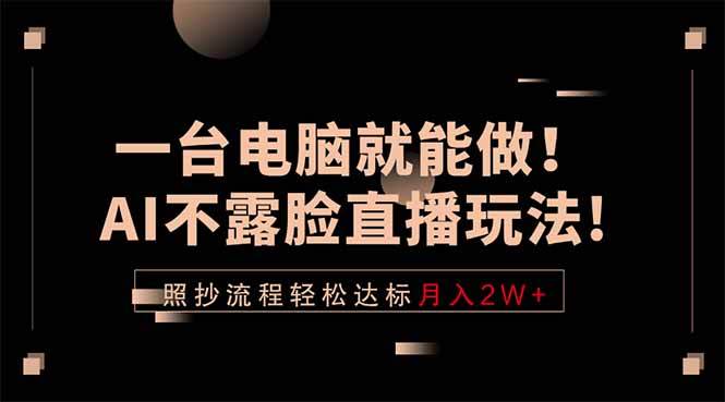（18472期）一台电脑就能做！AI不露脸直播玩法，照抄流程轻松达标月入2W+-智云网