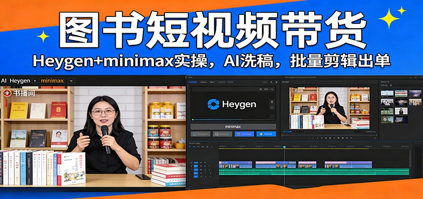 图片[1]-图书短视频带货：Heygen+minimax实操，AI洗稿 ，批量剪辑出单-智云网