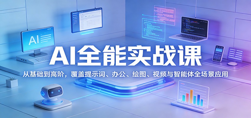 图片[1]-AI全能实战课：从基础到高阶，覆盖提示词、办公、绘图、视频与智能体全场景应用-智云网