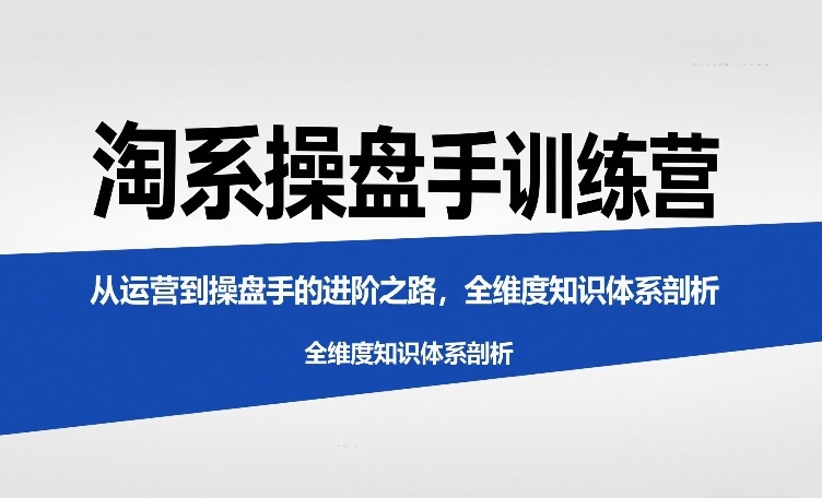 淘系操盘手训练营，​从运营到操盘手的进阶之路，全维度知识体系剖析