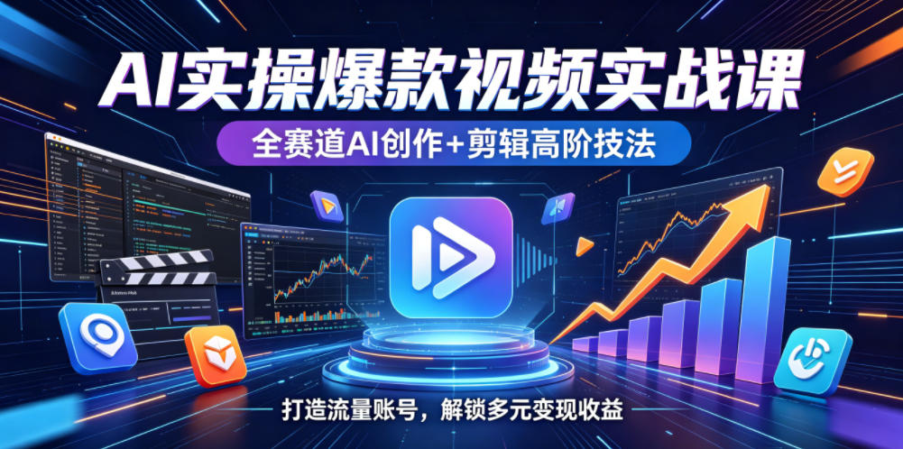 AI实操爆款视频实战课,全赛道AI创作+剪辑高阶技法,打造流量账号,解锁多元变现收益-智云网