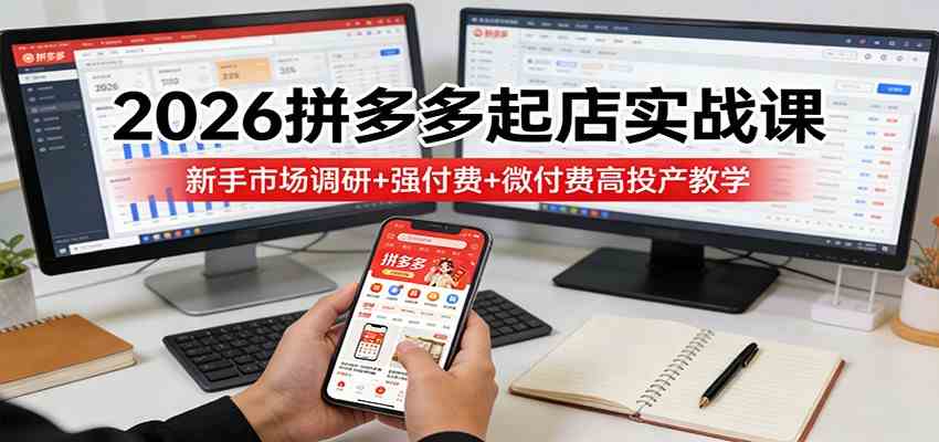 2026拼多多起店实战课:新手市场调研+强付费+微付费高投产教学-智云网