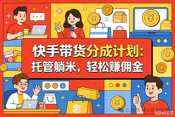 7月最新项目——快手带货分成计划：托管躺米，轻松赚佣金，社裙兔费橡木-智云网