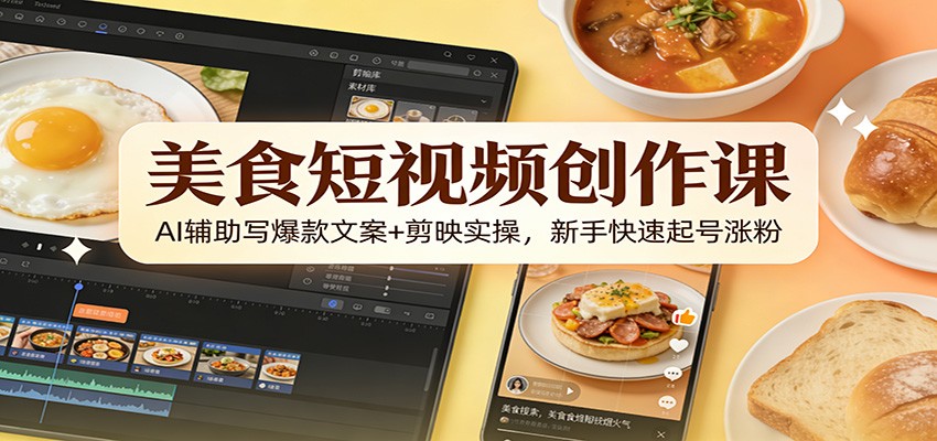 图片[1]-美食短视频创作课：AI辅助写爆款文案+剪映实操，新手快速起号涨粉-智云网