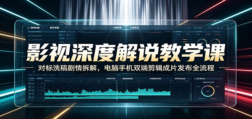 影视深度解说教学课：对标洗稿剧情拆解，电脑手机双端剪辑成片发布全流程-智云网