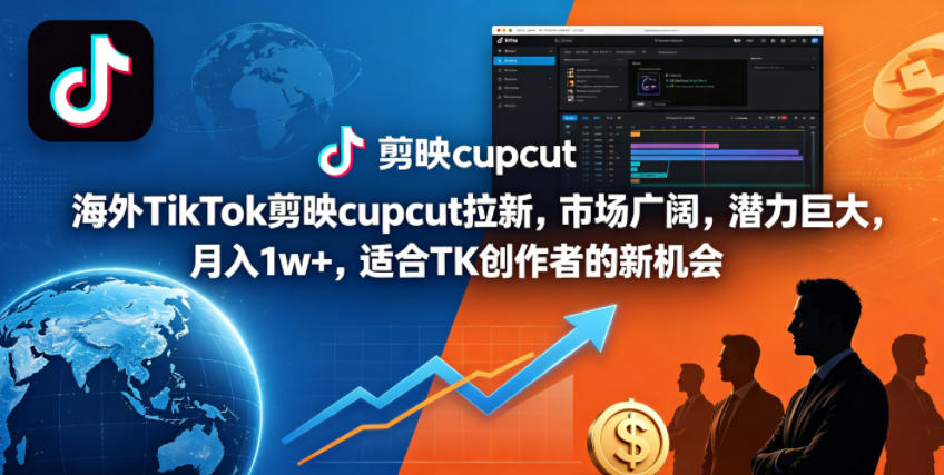 海外TikTok剪映cupcut拉新,市场广阔,潜力巨大,月入1w+,适合TK创作者的新机会-智云网