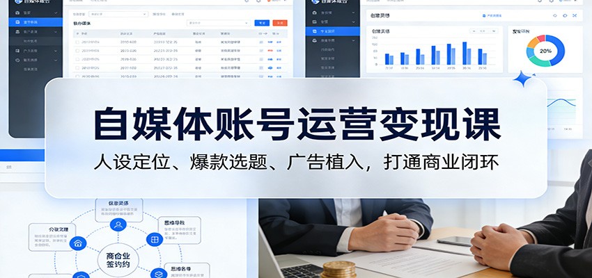 图片[1]-自媒体账号运营变现课：人设定位、爆款选题、广告植入，打通商业闭环-智云网