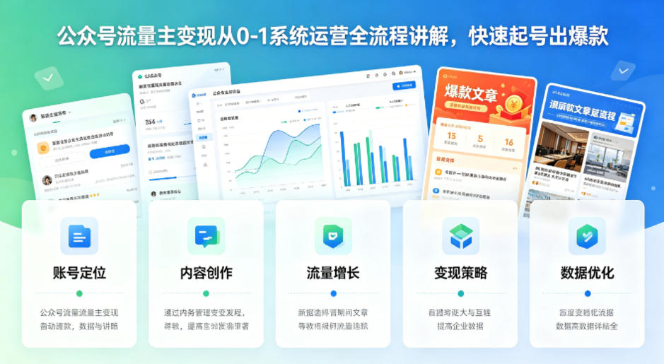 公众号流量主变现从0-1系统运营全流程讲解,快速起号出爆款 公众号流量主变现从0-1系统运营全流程讲解,快速起号出爆款
