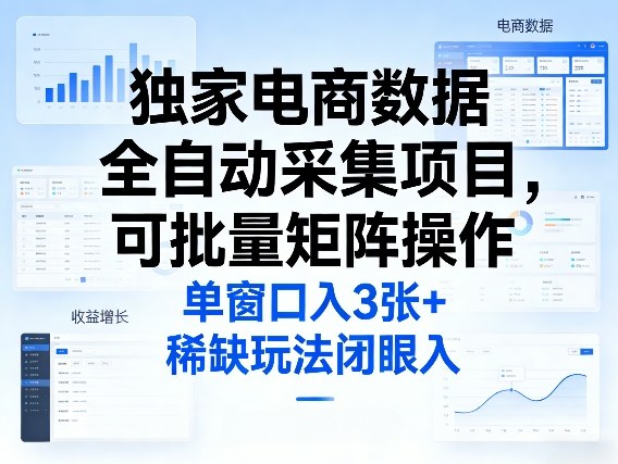 独家电商数据全自动采集项目,可批量矩阵操作,单窗口日入3张+,稀缺玩法闭眼入【揭秘】-智云网