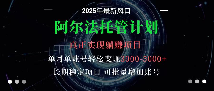 阿尔法托管计划 单账号月入3000-5000,长期稳定项目,新手小白轻松上手-智云网