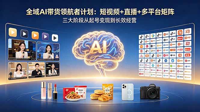 （18593期）全域AI带货领航者计划：短视频+直播+多平台矩阵，三大阶段从起号变现到长效经营-智云网