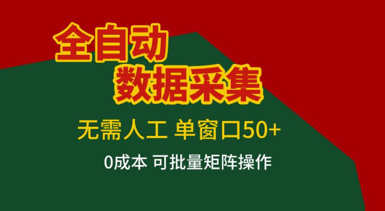 全自动数据采集，无需人工，单窗口50+，0成本可批量矩阵操作【揭秘】