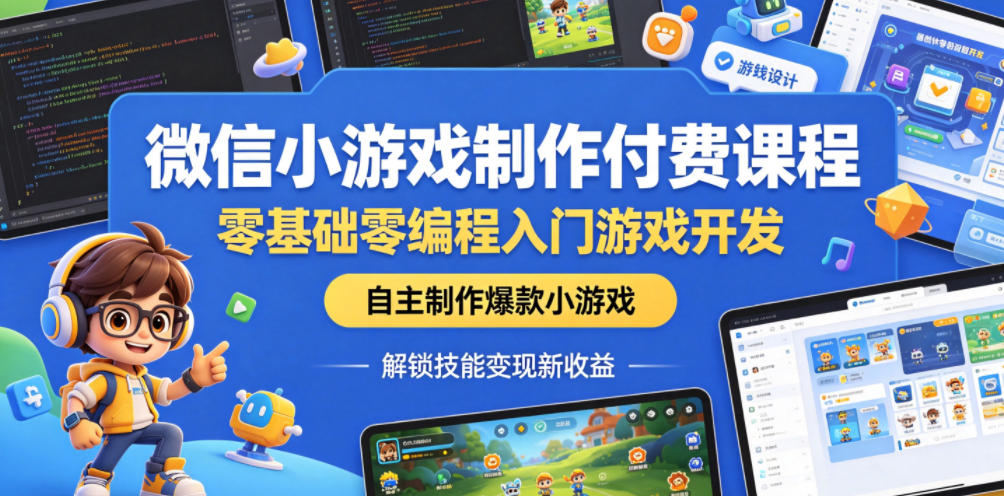 微信小游戏制作付费课程，零基础零编程入门游戏开发，自主制作爆款小游戏，解锁技能变现新收益-智云网