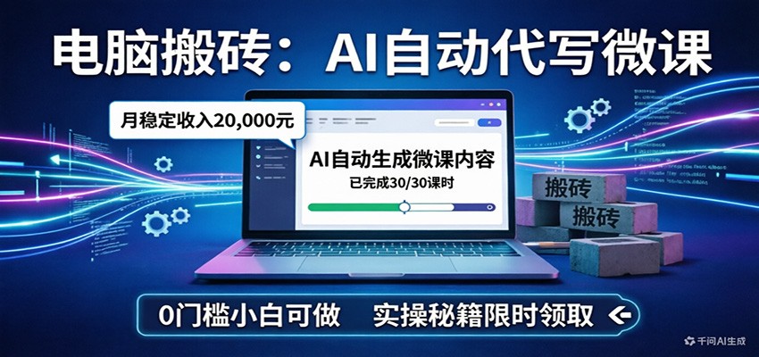图片[1]-电脑搬砖AI自动代写微课，月稳定2W，0门槛小白可做，实操秘籍-智云网