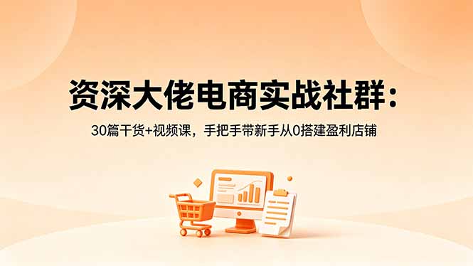 资深大佬电商实战社群:30篇干货+视频课,手把手带新手从0搭建盈利店铺-智云网