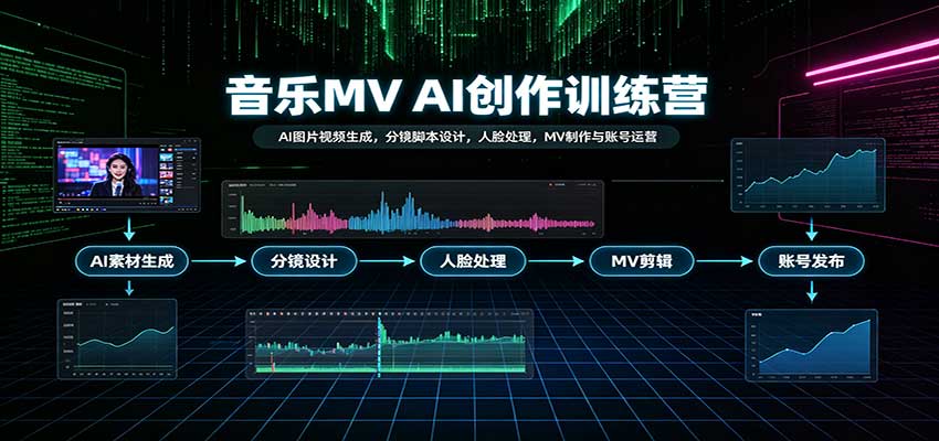 音乐MV AI创作训练营：AI图片视频生成，分镜脚本设计，人脸处理，MV制作与账号运营-智云网