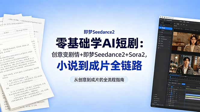 零基础学AI短剧：创意变剧情+即梦Seedance2+Sora2，小说到成片全链路-智云网