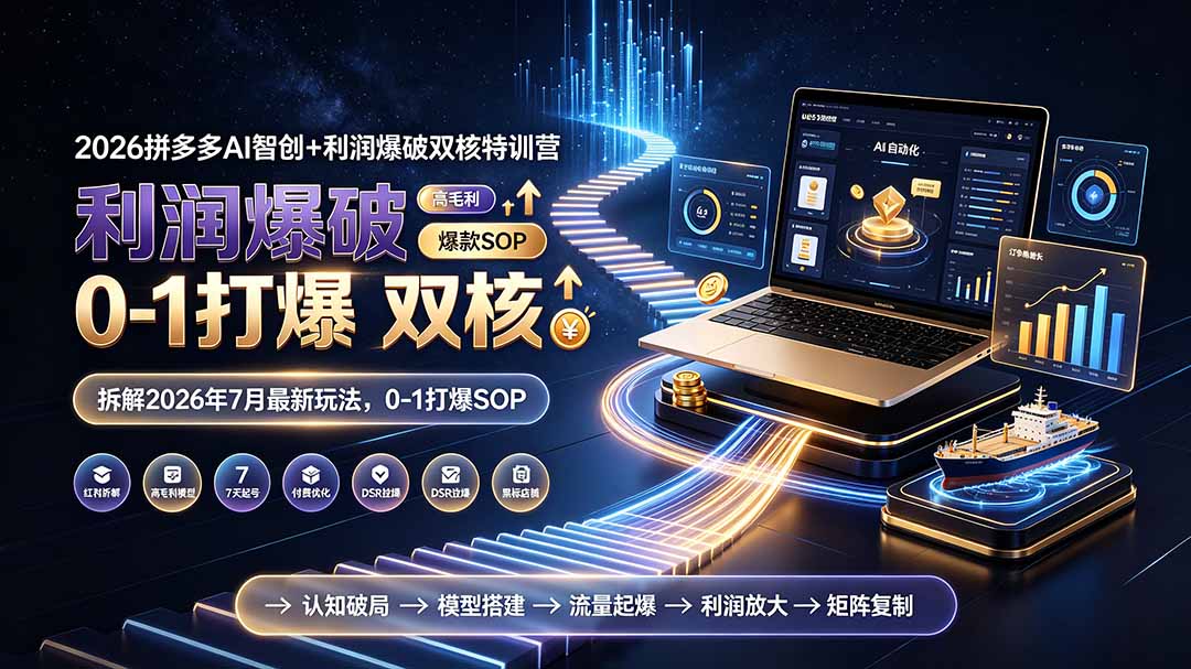2026拼多多AI智创+利润爆破双核特训营-拆解2026年7月最新玩法，0-1打爆SOP-智云网