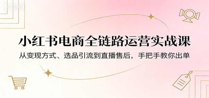 图片[1]-小红书电商全链路运营实战课：从变现方式、选品引流到直播售后，手把手教你出单-智云网
