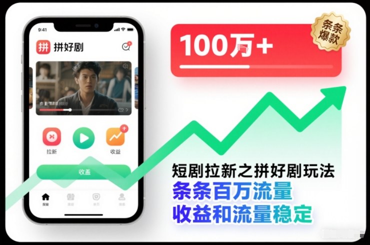 短剧拉新之拼好剧玩法,条条百万流量,收益和流量稳定-智云网
