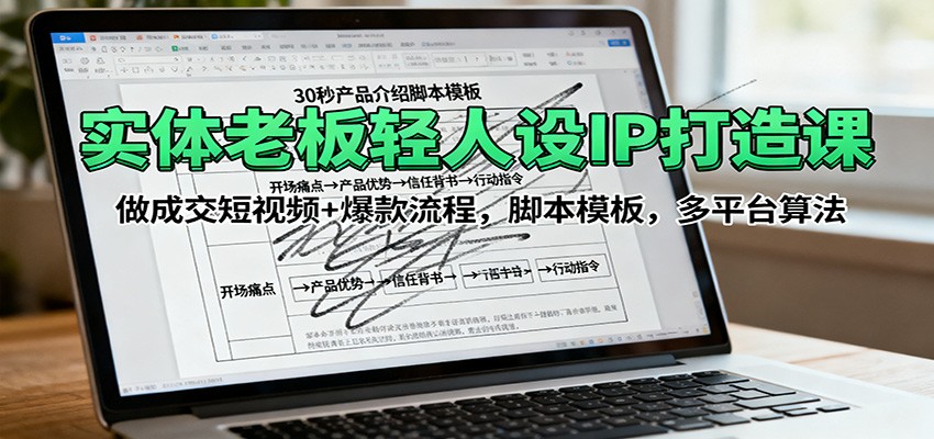 实体老板轻人设IP打造课：做成交短视频+爆款流程，脚本模板，多平台算法-智云网