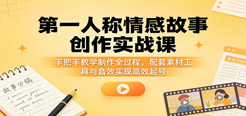 图片[1]-第一人称情感故事创作实战课：手把手教学制作全过程，配套素材工具与音效实现高效起号-智云网