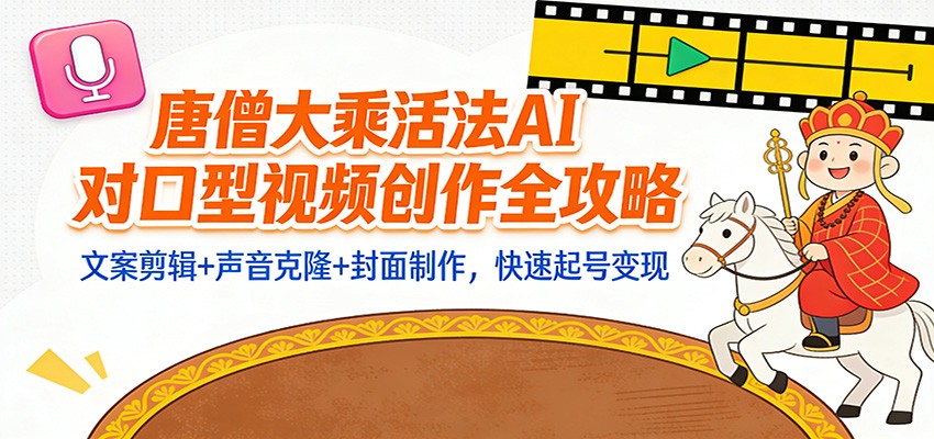 图片[1]-“大乘活法”AI对口型视频创作全攻略：文案剪辑+声音克隆+封面制作，快速起号变现-智云网