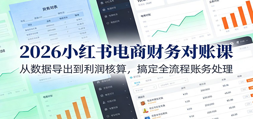 图片[1]-2026小红书电商财务对账课：从数据导出到利润核算，搞定全流程账务处理-智云网