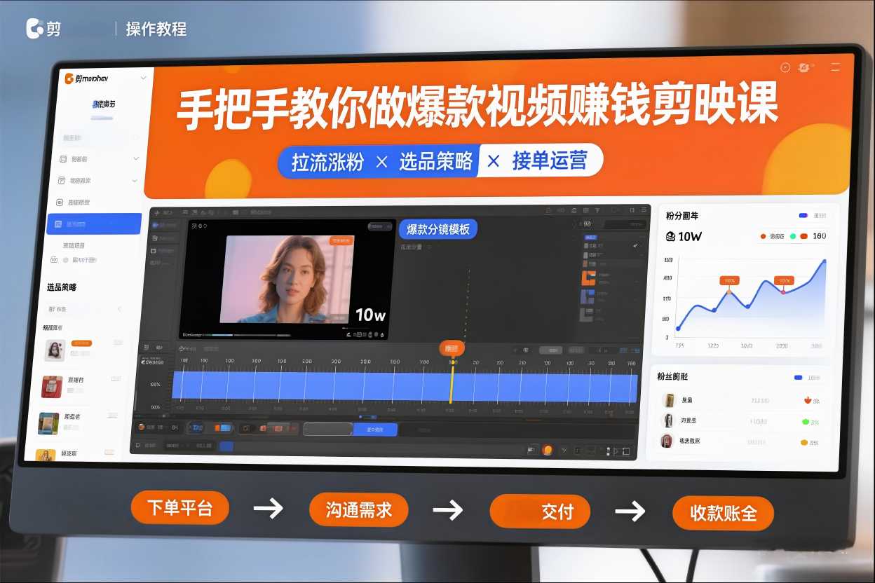 手把手教你做爆款视频赚钱剪映课，手把手教学拉流涨粉、选品策略和接单运营（更新2026）-智云网