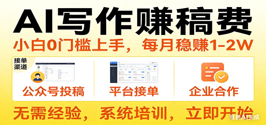 图片[1]-用AI写作赚稿费，提供接单渠道，每月稳赚1-2W，小白0门槛上手！-智云网
