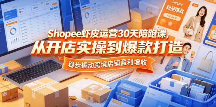 Shopee虾皮运营30天陪跑课，从开店实操到爆款打造，稳步撬动跨境店铺盈利增收-智云网