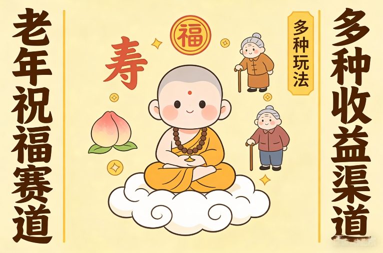 老年祝福赛道,漫画+小佛陀,多种玩法+多种收益渠道【附详细教程】