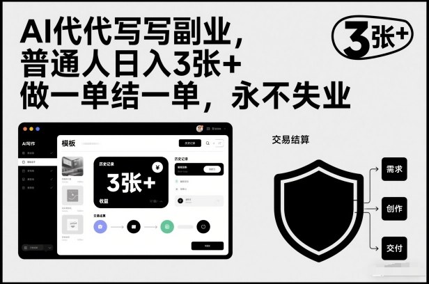 AI代写副业,普通人日入3张+,做一单结一单,永不失业-智云网