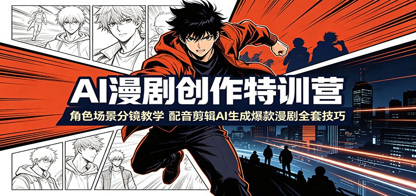 AI漫剧创作特训营：角色场景分镜教学，配音剪辑AI生成爆款漫剧全套技巧-智云网