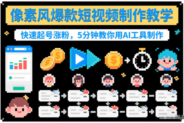 像素风爆款短视频制作教学,快速起号涨粉,5分钟教你用AI工具制作-智云网