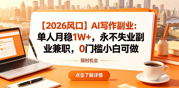 【2026风口】AI写作副业：单人月稳1W+，永不失业副业兼职，0门槛小白可做【揭秘】-智云网