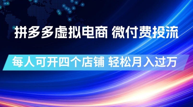 拼多多虚拟电商，微付费投流玩法，每人可开四个店，轻松月入过1W【揭秘】-智云网