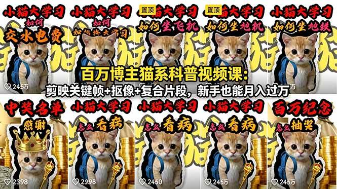（18595期）百万博主猫系科普视频课：剪映关键帧+抠像+复合片段，新手也能月入过万-智云网