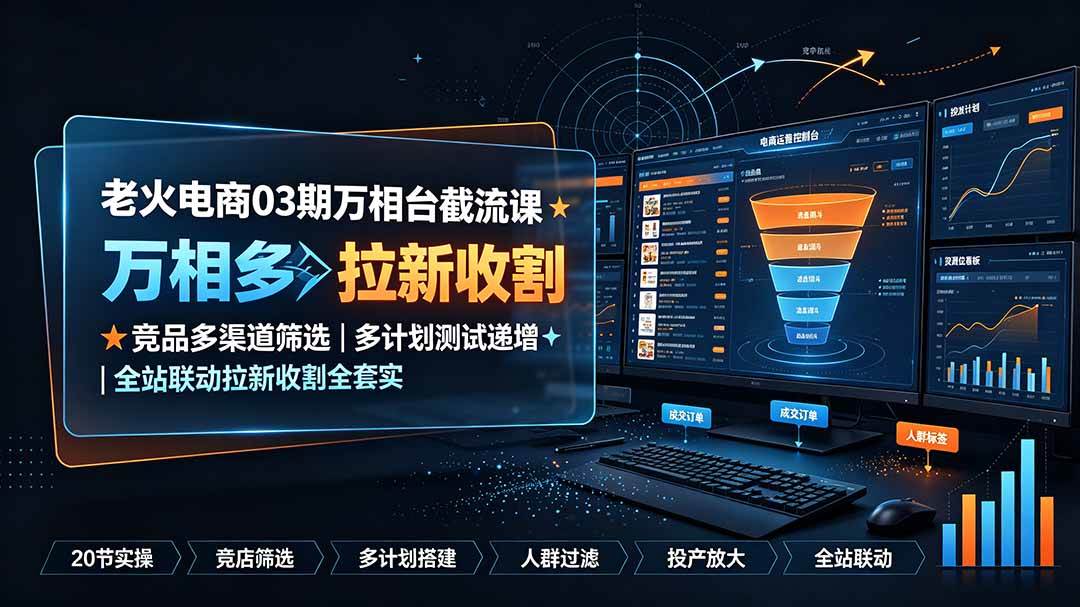 （19431期）老火电商03期万相台截流课：竞品多渠道筛选｜多计划测试递增｜全站联动拉新收割全套实操教学-智云网