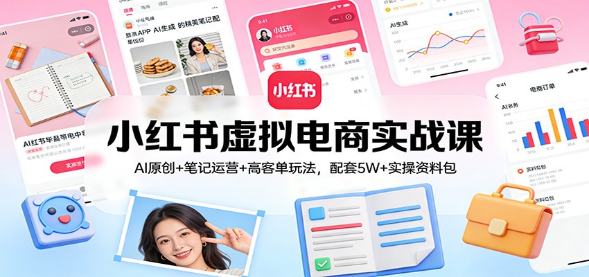 图片[1]-小红书虚拟电商实战课：AI原创+笔记运营+高客单玩法，配套5W+实操资料包-智云网